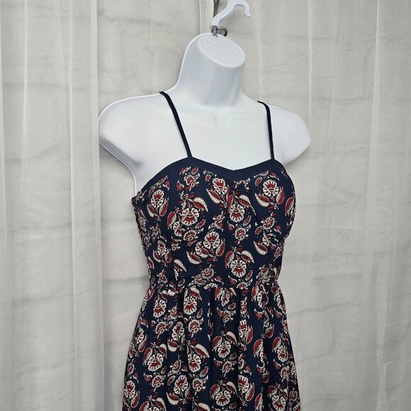 Blue Red Sleeveless Floral Maxi Dress Boho Festival Hippie XS - Picture 3 of 11